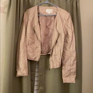 Blush Pink Vegan Leather Moto Jacket XXL